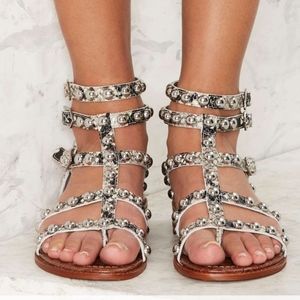Sam Edelman Eavan Studded Gladiator Leather Snakeskin Sandals 7